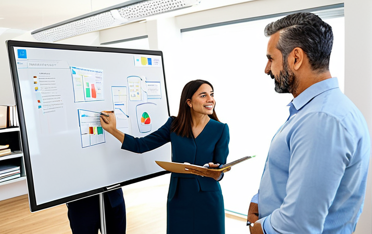 Workplace Learning and Innovation**

"A diverse group of colleagues participating in a workshop in a bright, modern office in Madrid. They are collaborating on a digital whiteboard, discussing innovative ideas. Everyone is fully clothed in professional attire, appropriate for a modern Spanish workplace. The scene emphasizes collaboration, teamwork, and a culture of continuous learning. Safe for work, family-friendly, professional setting, perfect anatomy, correct proportions, well-formed hands, proper finger count, natural body proportions, modest clothing."

**