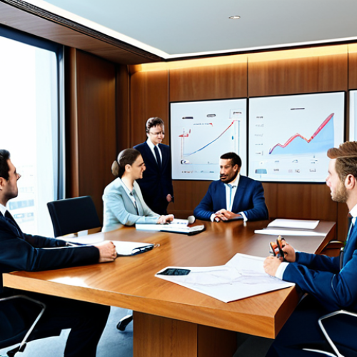 Home 27 **Strategic Decision-Making in a Boardroom:** "A professional business team in a modern boardroom, discussing charts and graphs, fully clothed in business attire, appropriate content, safe for work, perfect anatomy, natural proportions, professional setting, family-friendly."