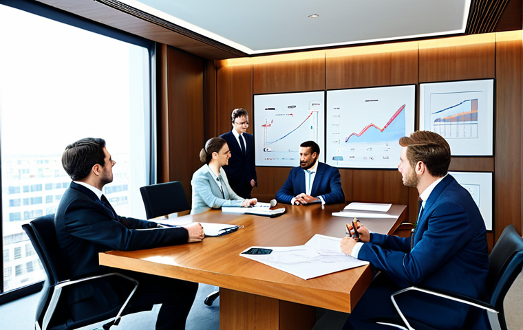 **Strategic Decision-Making in a Boardroom:** "A professional business team in a modern boardroom, discussing charts and graphs, fully clothed in business attire, appropriate content, safe for work, perfect anatomy, natural proportions, professional setting, family-friendly."