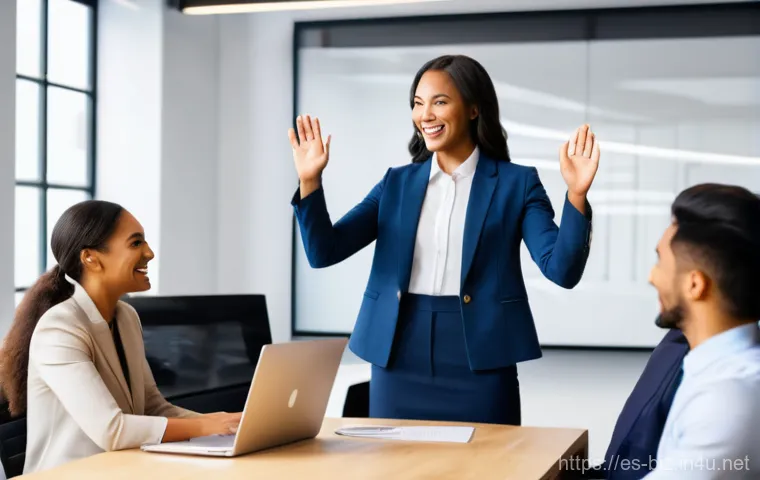 직원 동기 부여 - **Prompt:** A vibrant, modern office scene filled with a diverse team of professionals in their 20s ...