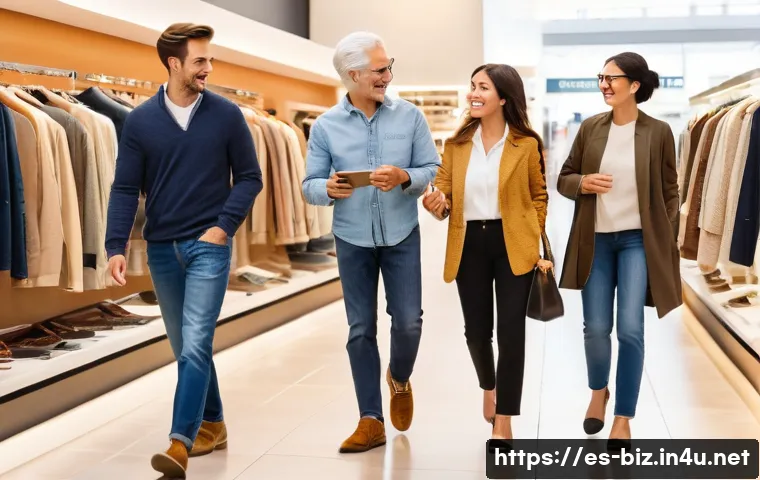 가격 결정 이론 - " Shoppers of various ages (all fully clothed in casual, tasteful attire) are browsing, some holding...