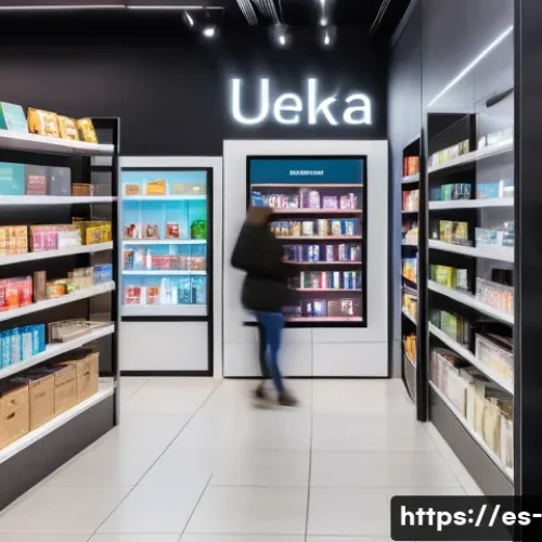 Home 31 경영학 사례 연구 - A modern Spanish retail store interior showcasing a seamless omnichannel shopping experience, with c...