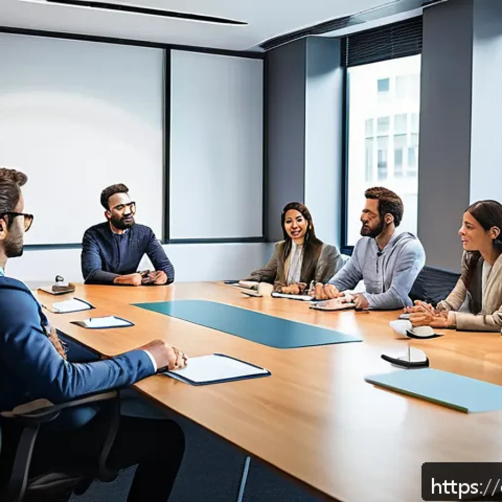 조직 커뮤니케이션 - A modern office setting showing a diverse group of professional adults engaged in a transparent and ...