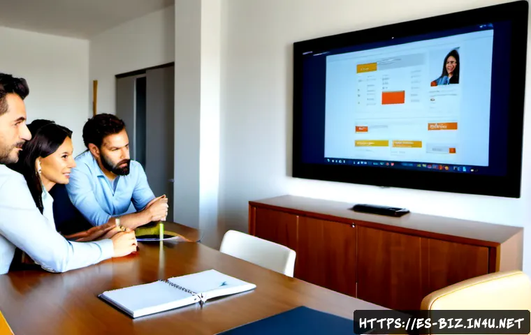 인사 시스템 혁신 - Photorealistic modern human resources innovation meeting in a bright Madrid office, diverse Spanish-...